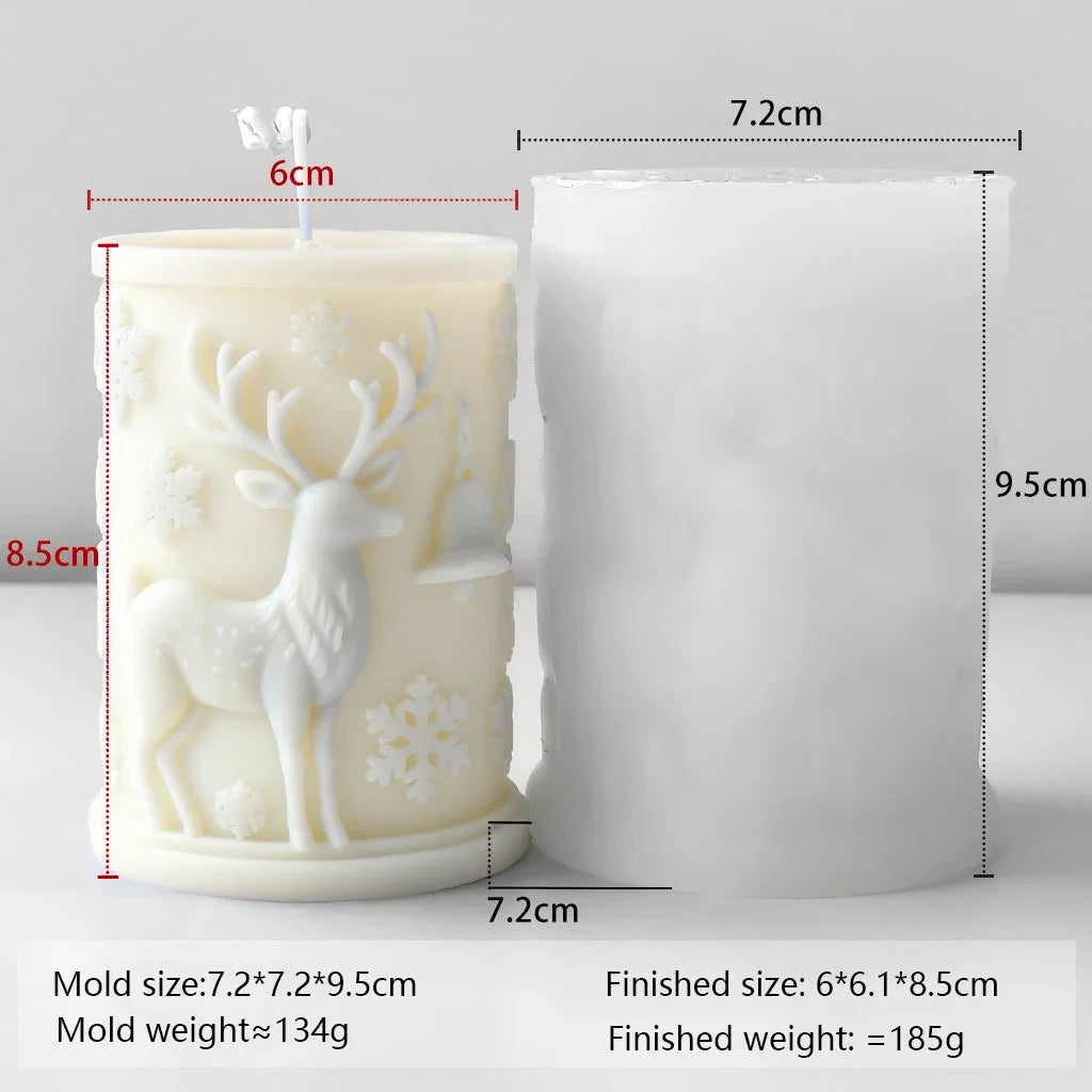 3D Silicone Mold DIY Christmas Snowflake Candle Cylinder Aromatherapy Aroma Wax Xmas Decor Holiday Home Craft Gift Making Tools