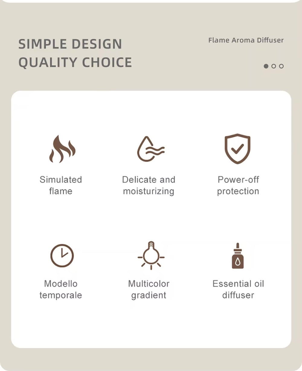 Aroma Diffuser Mini 7 Colorful Flame Air Humidifier Add Essential Oil Aromatherapy with Timing Setting for Home Bedroom Office