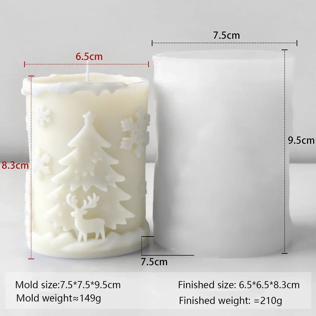 3D Silicone Mold DIY Christmas Snowflake Candle Cylinder Aromatherapy Aroma Wax Xmas Decor Holiday Home Craft Gift Making Tools